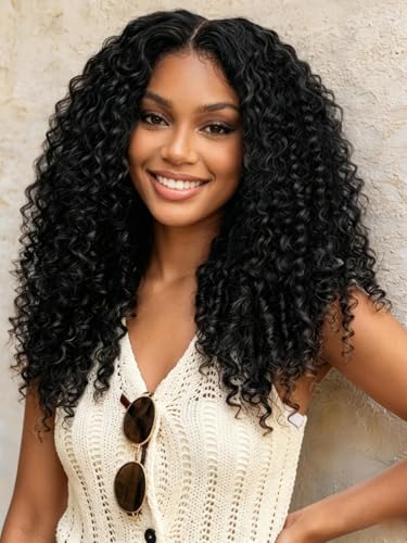 Image of KLAIYI 13X4 Pre Everything Burmese Curly Wig With Finger Coil Ends Put On and Go Spiral Curls Lace Front Human Hair Wigs Drawstring Glueless Precut Ear to Ear HD Lace Pre Plucked Bleached Knots 24Inch