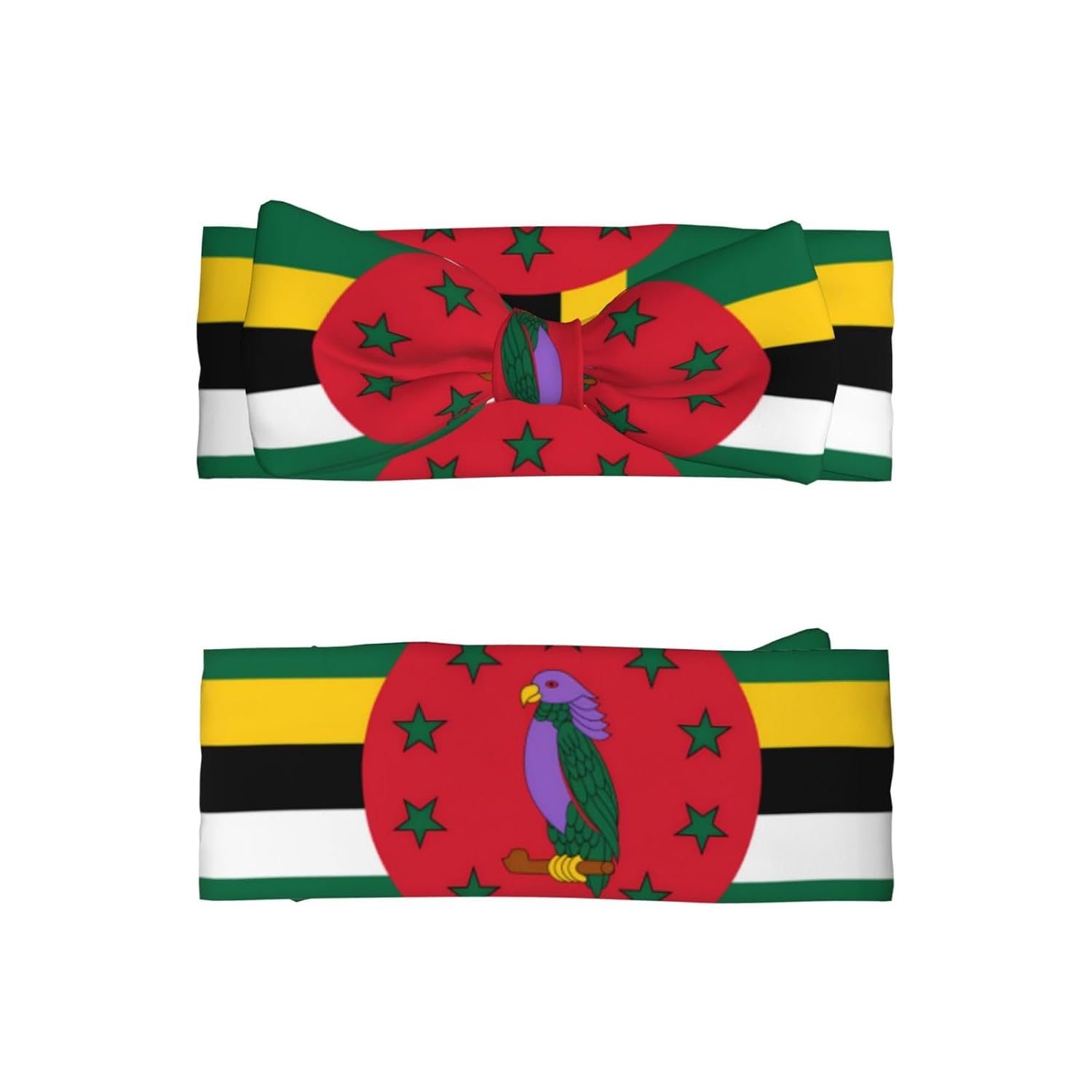 Flag of the Commonwealth of Dominica Baby bow headband, a hair accessory for newborns and infants, suitable for babies 0-6 months old