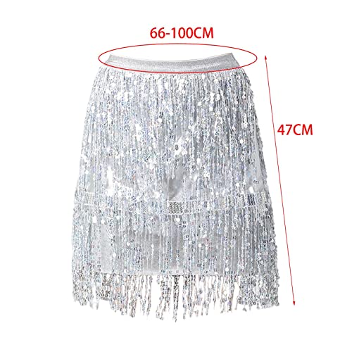 Jupe de danse orientale accessoires à franges sequins et polyester doux scène - 3