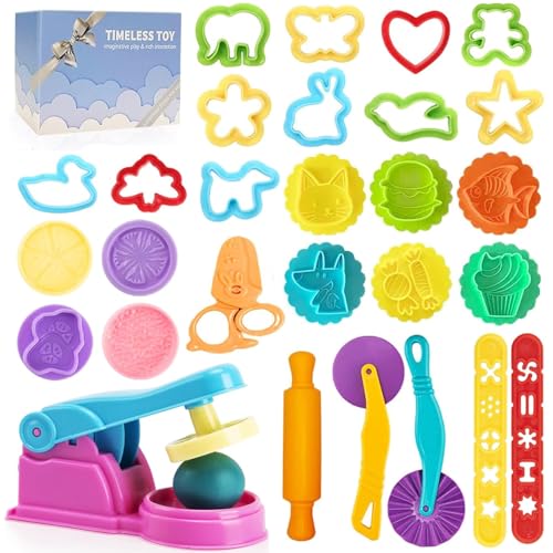 Pâte À Modeler Pour enfants - Accessoires de Jouets Comprenant des Tampons Pour Gâteaux, un Cutter, des Ciseaux, un Rouleau d'extrusion, des Moules et une...