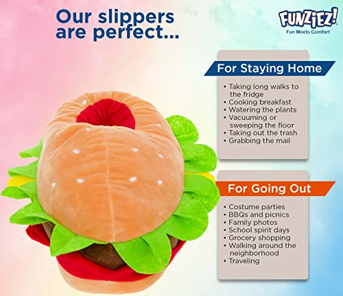 Silver Lilly Hamburger Slippers - Plush Cheeseburger Slippers Novelty House Shoe (Multi Color, Large) #TOP4