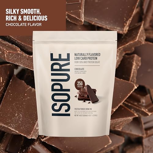 Image of Isopure Low Carb 100% Pure Whey Isolate Protein Powder, Lactose Free, Gluten Free, With Vitamins, Dark Chocolate, 25g Protein Per Serving, 1 Lb, 14 Servings (Packaging May Vary) | 25g Protein Per Serving, 100% Whey Protein Isolate, Lactose Free, Gluten Free, with Added Vitamins, 5 or Less Ingredients