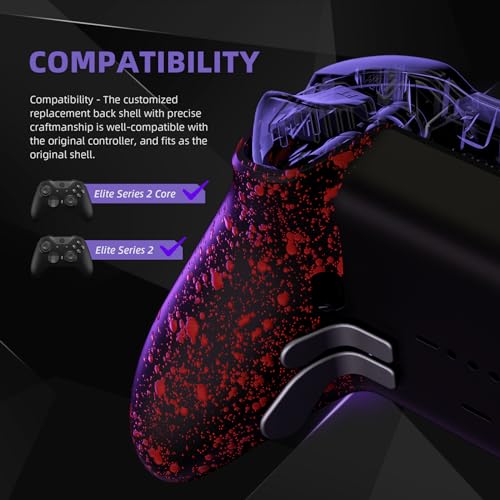 Image of eXtremeRate Replacement Bottom Shell Case for Xbox Elite Series 2 Controller, Textured Red Non-Slip Back Housing Shell, 3D Splashing Cover for Xbox Elite Series 2 Core Wireless Controller Model 1797