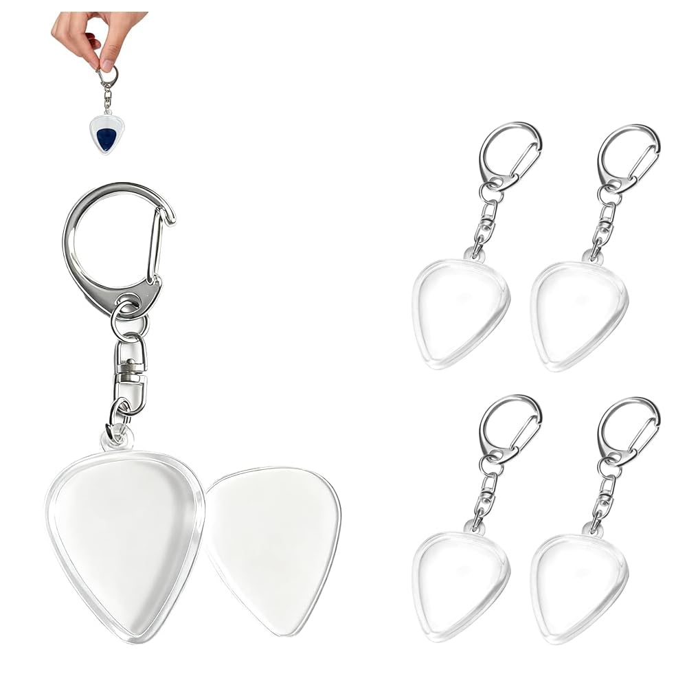 Acrylic Guitar Pick Case, Keychain, Teardrop Shape, 1.3 x 1.0 inches (32 x 26 mm), Set of 5, For Demonstration and Club Activities, Souvenirs, Storage Case Included : Clothing, Shoes & Jewelry