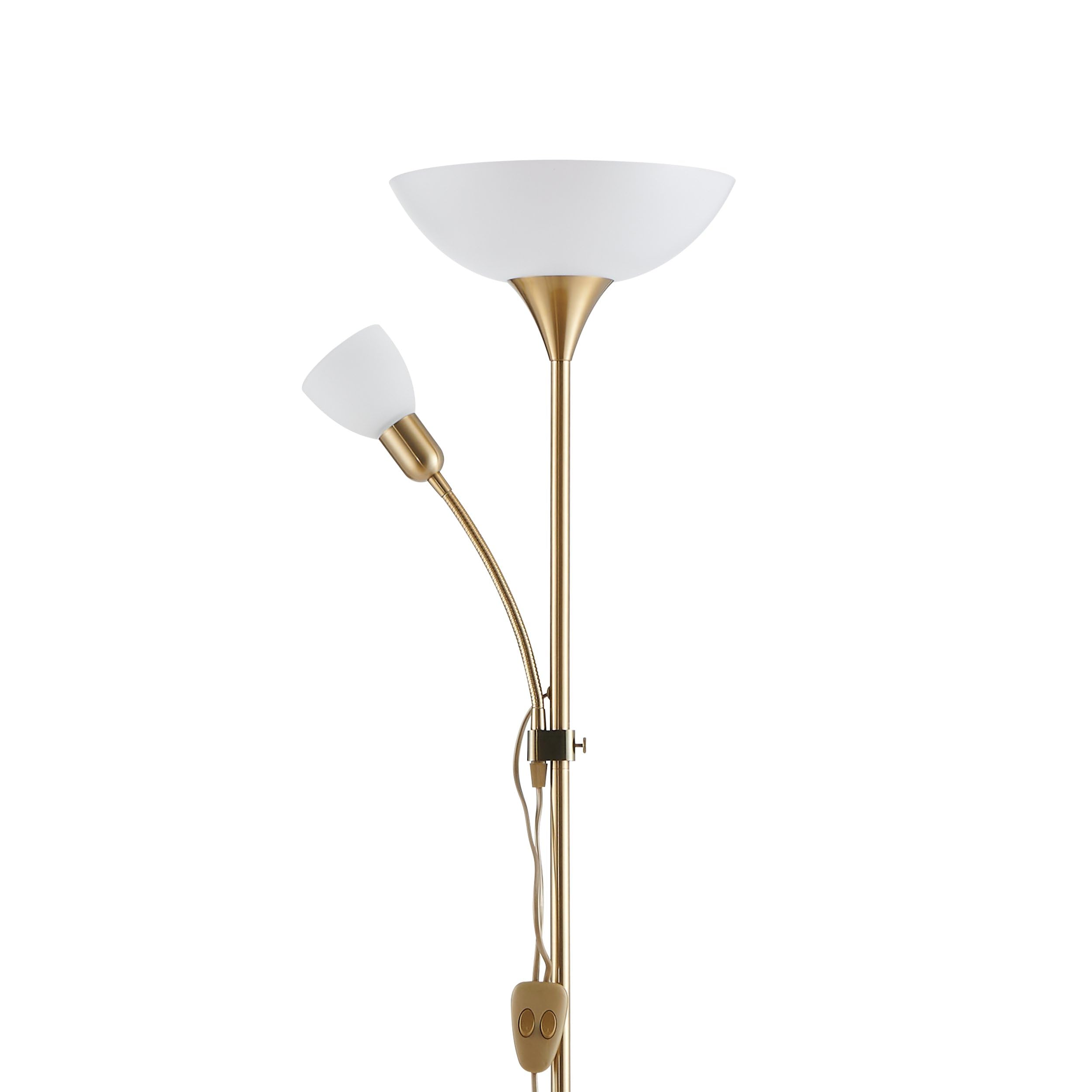 Een Staande Lamp Met Vier Lichtpunten Op Messing Voet Met Leeuwenpootjes De Elektriciteit Dient Vernieuwd Te Worden