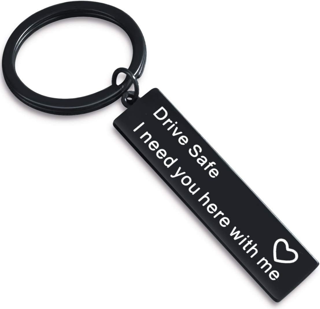 Drive Safe Keychain I Need You Here with Me Valentines Day Gift for Trucker Husband Wife Dad Mum Boyfriend Girlfriend