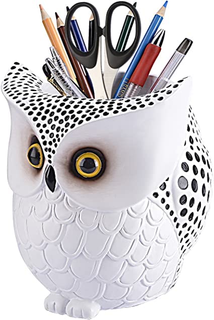 OYBUFSHOwl Pen Holder, Owl Pen Pencil Container Carving Brush Pot Brush Holder Desk Organizer Decoration,Luxury Gift and Exquisite Handicraft (Black:Owl)……