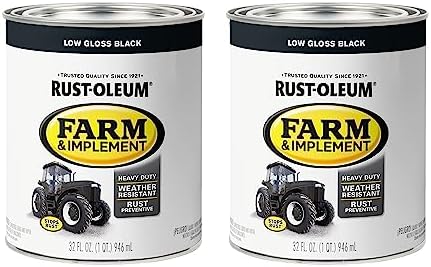 Rust-Oleum 280107-2PK Farm & Implement Enamel Paint, Quart, Low Gloss Black, 0.25 Gallon (Pack of 2)