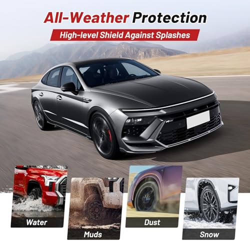 Image of Sunsdrew Mud Flaps for 2024 2025 2026 Hyundai Sonata SEL Mudguards Accessories,All Weather Guard Sonata Splash Guards,No-Drill Front&Rear 4PCS Sonata MudFlaps Set with Hardware(Not for N-Line)