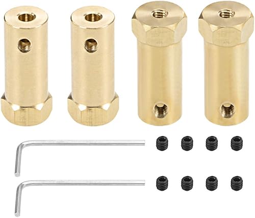 uxcell Acoplador hexagonal de 0.157 in con eje hexagonal de latón con eje de latón conector flexible para ruedas de automóvil, neumáticos, motor de