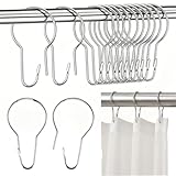 REJOECE 75 Stück Duschvorhangringe Edelstahl, Metall Vorhängeringe, Duschvorhang Haken, Duschvorhang Ringe, Aufhängering mit Gleitsystem für Badezimmer, Schlafzimmer, Küche, Vorhangstangen (Silber)