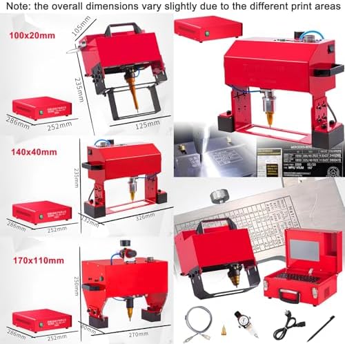 Pneumatic Dot Peen Marking Machine for VIN & Chassis Number, Digital Control, Adjustable Depth 0.01-1mm, 100x20mm Metal Marking Tool
