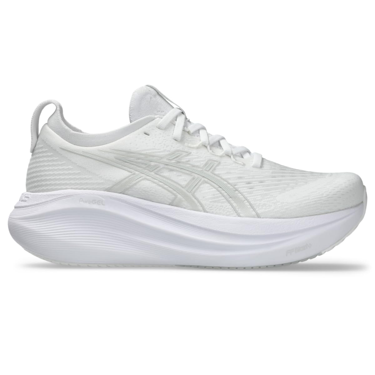 ASICS Women's Gel-Nimbus 27 Running Shoes, 8.5, White/Glacier Grey