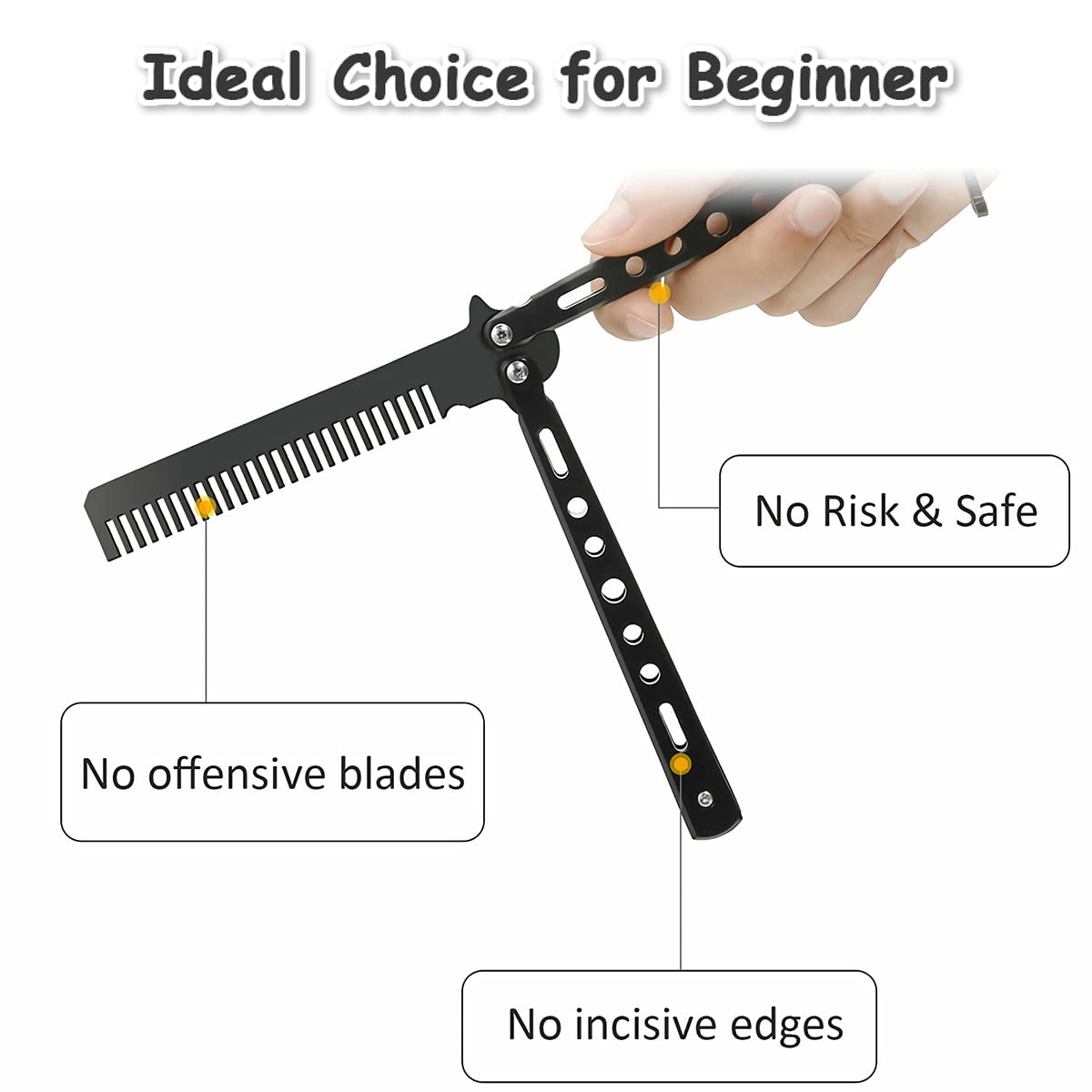 Butterfly YUTOU Stainless Steel Butterfly Comb, Foldable Pocket Comb for Hair and Moustache Styling - Image 4