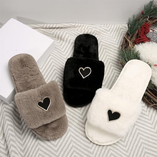 Alloy Hearts Home Slippers for Women Men Indoor Cozy Fuzzy Open Toe Bedroom Slipper2