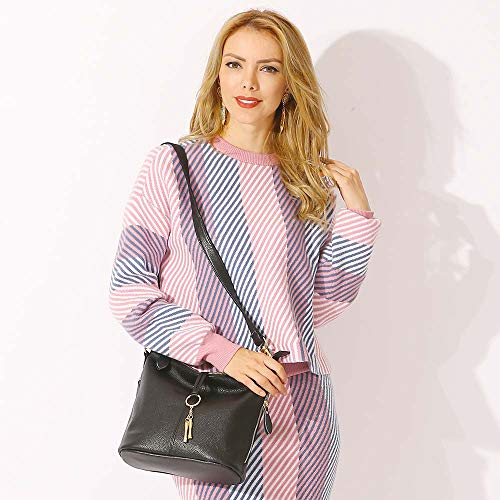 Image of Fashion Designer Women Shoulder Bag Metal Tassel Real Leather Tote Handbag Ladies Crossbody