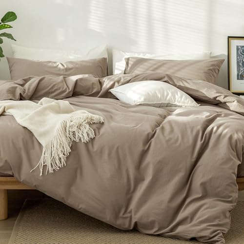 Image of MooMee Duvet Cover Set 100% Washed Cotton Linen Like Super King