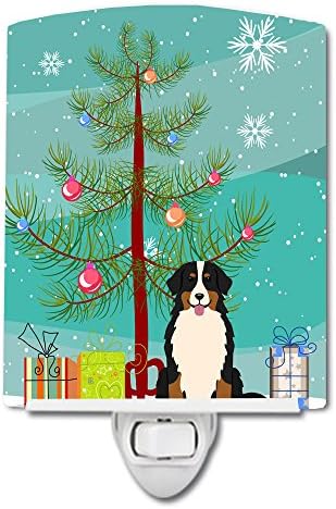 Caroline's Treasures BB4161CNL Merry Christmas Tree Bernese Mountain Dog Ceramic Night Light Compact, UL-Certified, Ideal for Bedroom, Bathroom, Nursery, Hallway, Kitchen, 6x4x3, Multicolor image 3