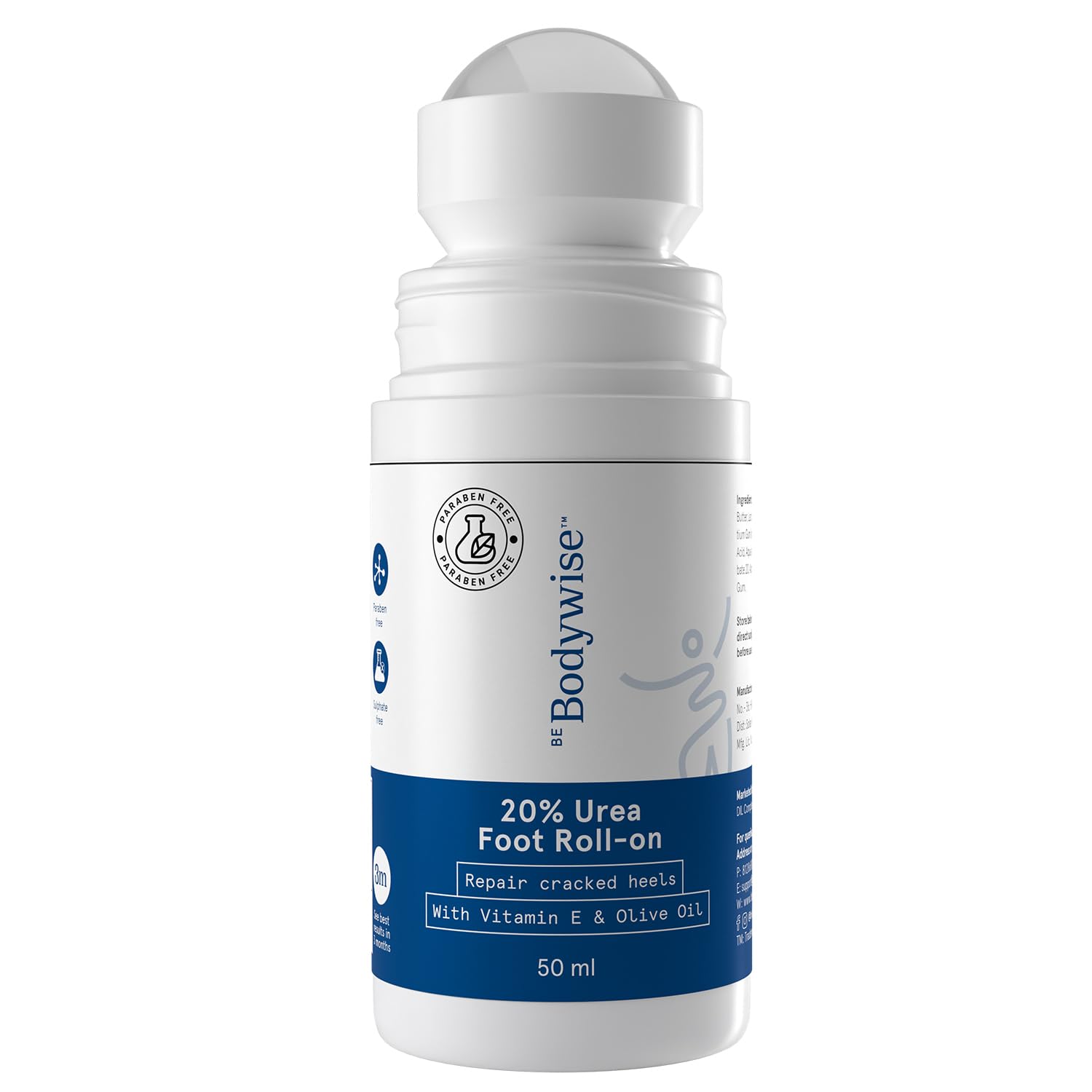Be BodywiseFoot Cream Roll-On. Repairs and Moisturises Dry, Cracked Heels and Feet. With Urea, Lactic Acid, Olive Oil & Vitamin E. 50ml.