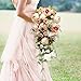 HiiARug Handmade Wedding Bouquets, Artificial Peony Rose Artificial Flower Bouquet Bride Bridesmaid Holding Flower (Pink)