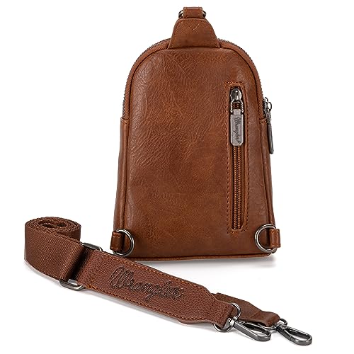 Image of Wrangler Small Sling Bag for Women, Leather Crossbody Bags Cross Body Purse Fanny Packs with Adjustable Strap for Gift