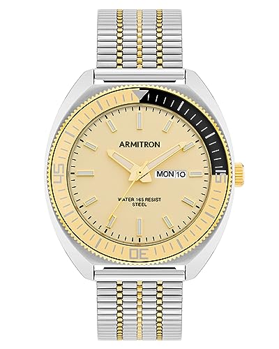 Armitron 20/5577 - Reloj de pulsera para hombre con función de día/fecha, Plateado/Dorado, Japonés