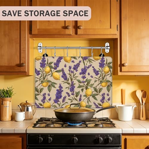 Image of Lavender Lemon Stove Top Covers Pad 28 x 20 inches Dish Drying Mat Coffee Bar Mats Kitchen Decor Absorbent Pad Fit Coffee Maker Machine Dish Drying