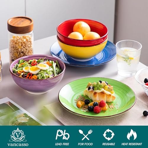 Image of vancasso Bonita Dinnerware Sets, 24 Pieces Multicolor Stoneware Dinner Set