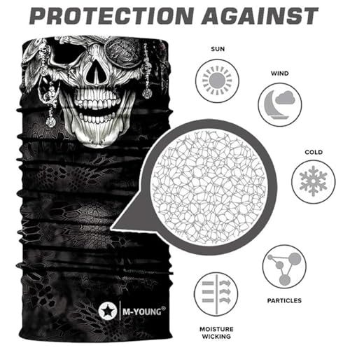Image of Skull Face Sun Mask Half,Bandanas,Neck Gaiter, Headwear, Headband for Fishing, Hunting,Yard Work