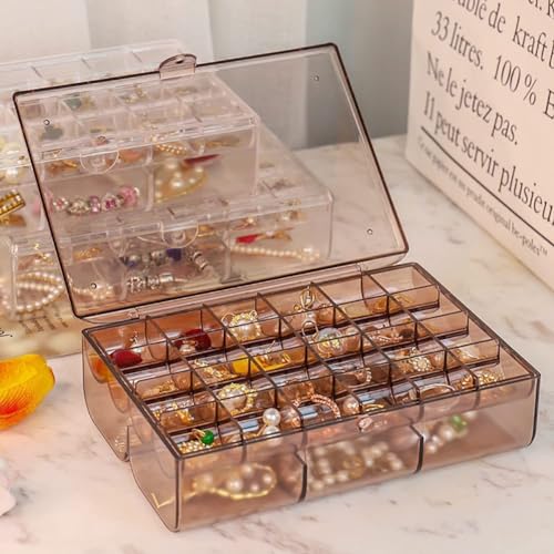 Image of Mini Jewellery Travel Case, Acrylic Jewellery Organizer Box, Small Portable Storage Holder for Rings Earrings Necklaces, Pack of 1