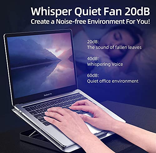 Proffisy Aluminum Laptop Cooling Pad with One Big Quiet Cooling Fan, Laptop Cooler Stand with 7 Height Adjustable, Notebook Cooler pad for Laptop... - Image 3