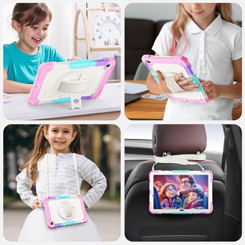 Image of SEYMAC Kids Case for Samsung Galaxy Tab A11+ /A9+ Plus 11 inch, Colorful Pink