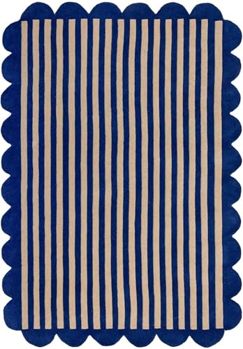 Image of Sifa Carpet Hand Made Natural Woolan Tufted Carpets Irregular Shaped Handmade Area Rugs, for Your Room Blue, Beige Color Size 5x8 feet (150x240cm)