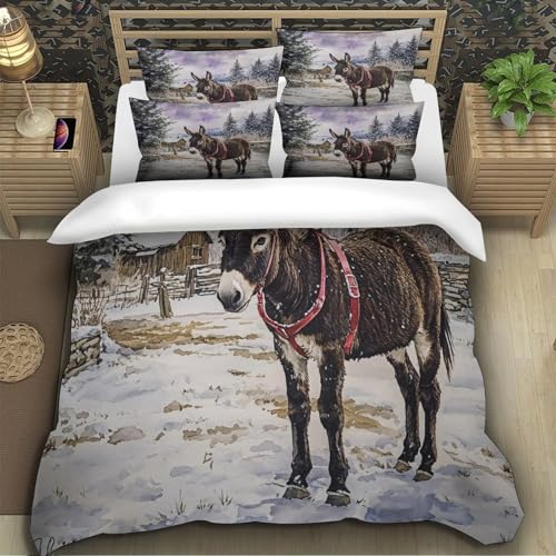 Housse de couette cerf 3D parure lit double pour chalet chaleureux - 5