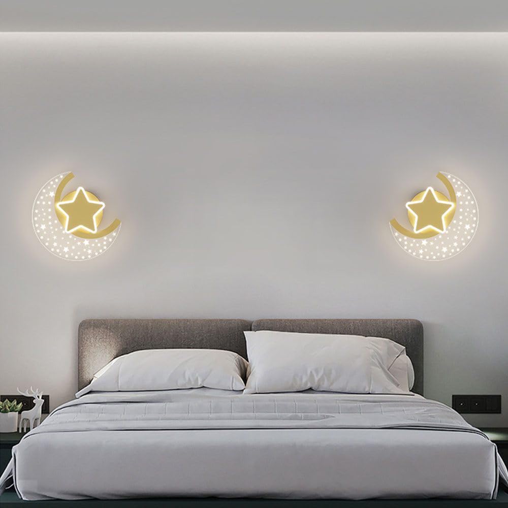 Lampa ścienna LED 12 W, księżyc, gwiazda, do pokoju dziecięcego, do pokoju dziecięcego