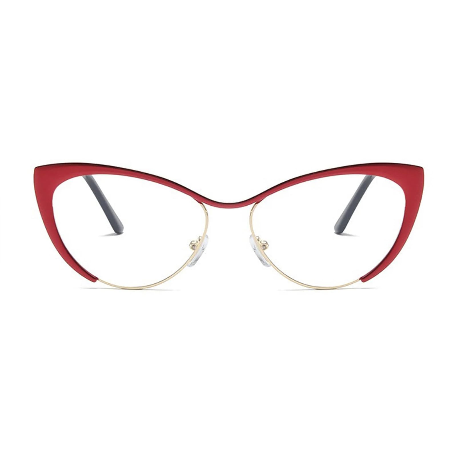 KFPH Occhiali da donna alla moda con occhio di gatto, luce blu, con blocco della luce blu, occhiali finti per computer da gioco, montatura in metallo