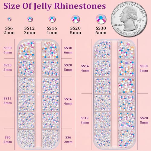 Image of TINKRSTUFF Resin Jelly Rhinestones for Crafting with B7000 Jewelry Glue, 2 Boxes White AB Flatback Crystals with 3Pcs 10ml Glue, Bedazzling Non Hotfix Gems for DIY Tumblers Clothing Shoes Manicure