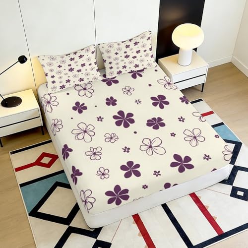 Drap housse fleurs violettes antidérapant fini le drap qui glisse du matelas