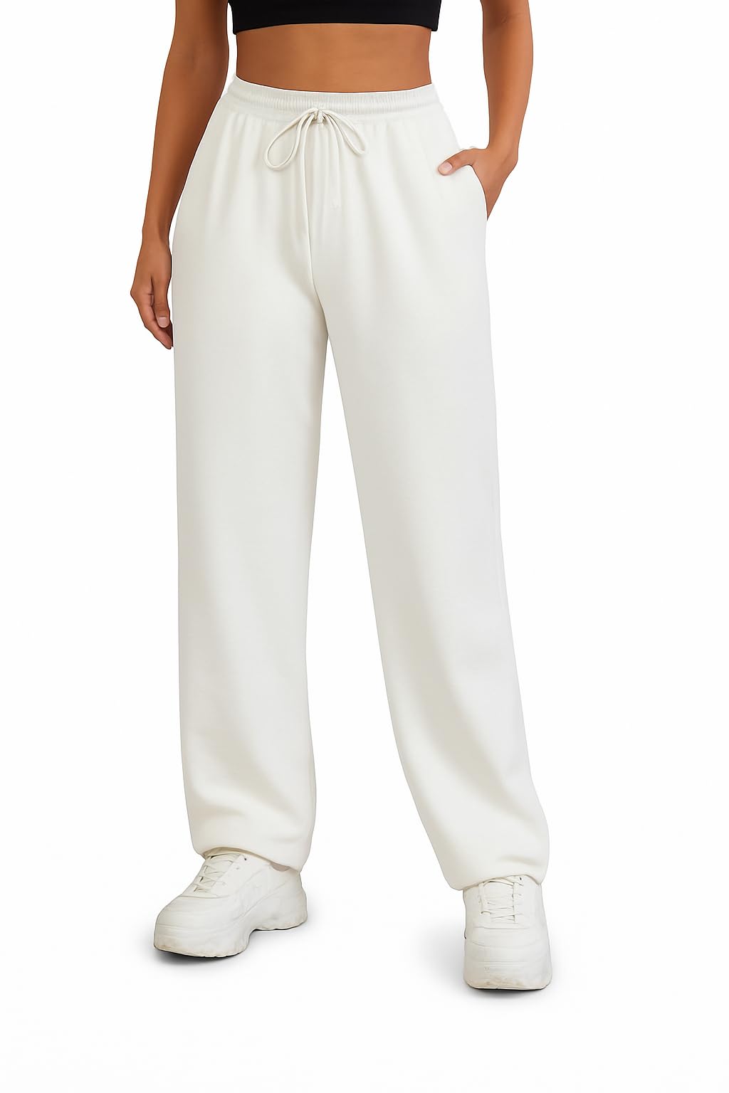 dockstreet Straight Wide fit Long Length Open Bottom Jogger for Women/Trending Multi Pocket Style, Relaxed Casual Pants for Women-picture-10
