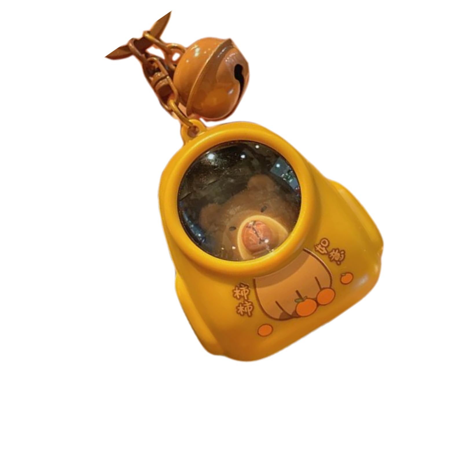Kalttoy Unisex Persimmons Glowing Capybaras Themed Keyring With Led Lamp Cartoon Animal Night Light Keyring Schoolbag Charm Ornament Night Light Pendant