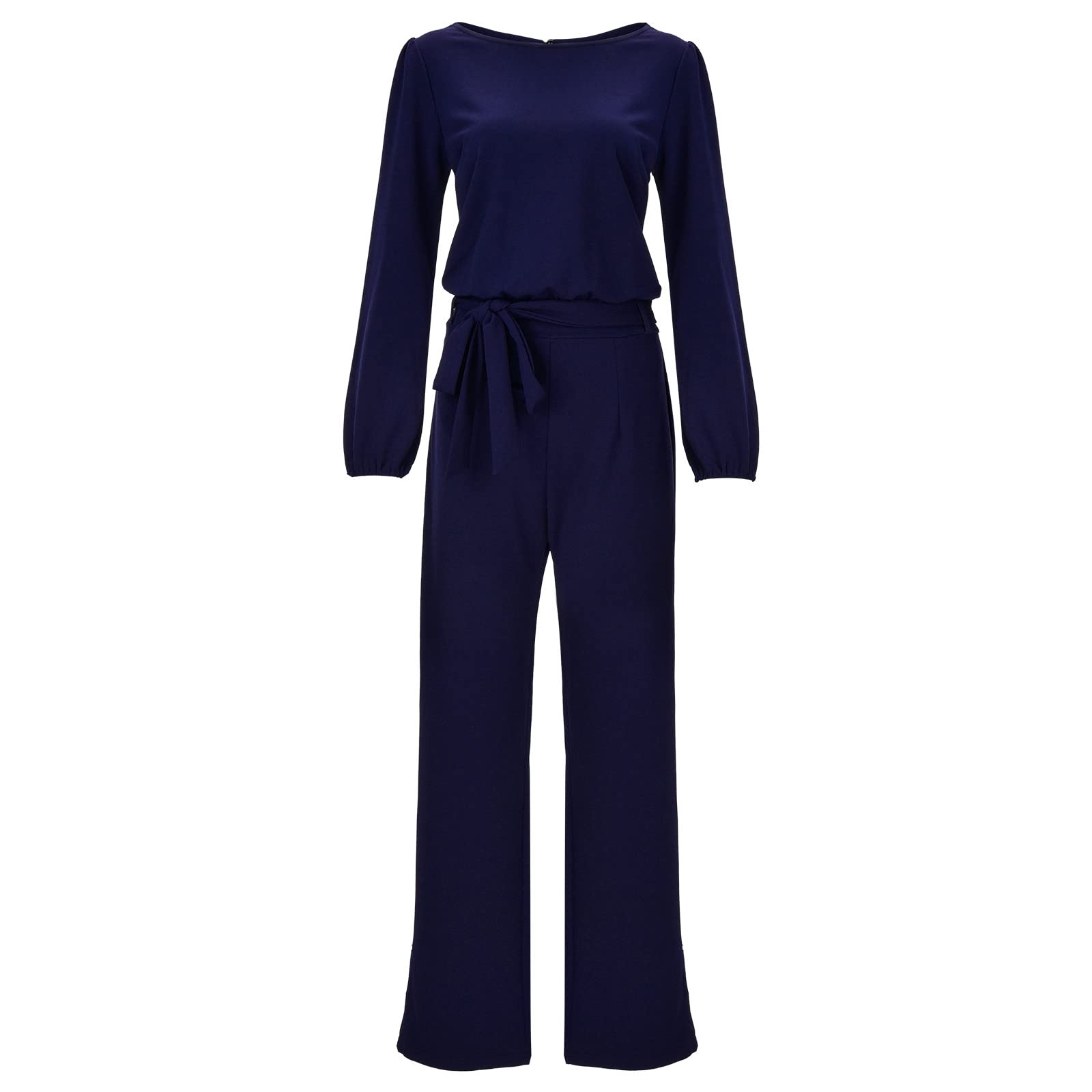 Générique Tempérament femmes col rond manches longues taille haute combinaison slim avec ceinture