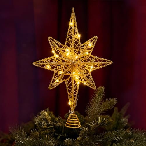 Weihnachtsbaumspitze, Christbaumspitze, 20 LED Baumspitze Weihnachten,...