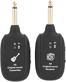 Transmissor de guitarra, transmissor sem fio e receptor de guitarra digital com cabo de carregamento USB para teclado de violão de guitarra elétrica
