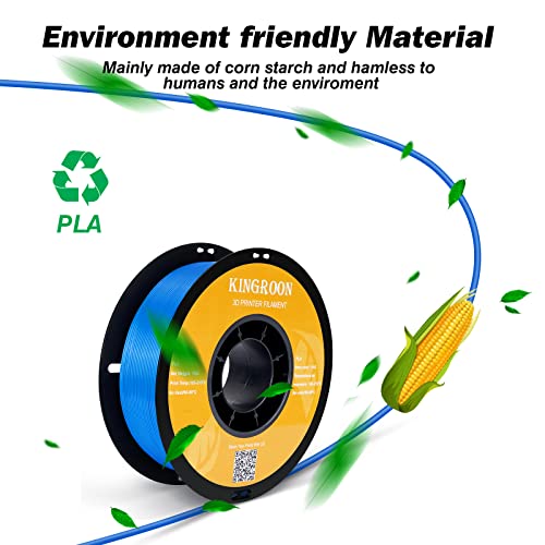 Image of Kingroon PLA 3D Printer Filament, Dimensional Accuracy + /- 0.02 mm, 1 kg Spool(2.2lbs), 1.75 mm,Blue