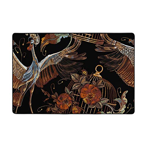 Tapis de grue salon 60 x 39 inch Ruchen tapis oiseaux roses moderne - 6