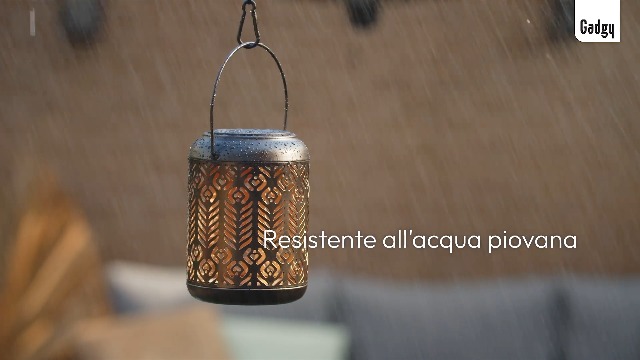 Lanterna Solare Da Giardino Gadgy Set Da 2 - LED Nero E Oro, Metallo, Per Esterni E Decorazione - Foto 10