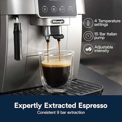 Image of De'Longhi Magnifica Start Automatic Espresso Machine, Milk Frother, Silver | #1 Worldwide Espresso Machine Maker, 3 One-Touch Recipes, Frother, Built-In Grinder, Easy to Clean