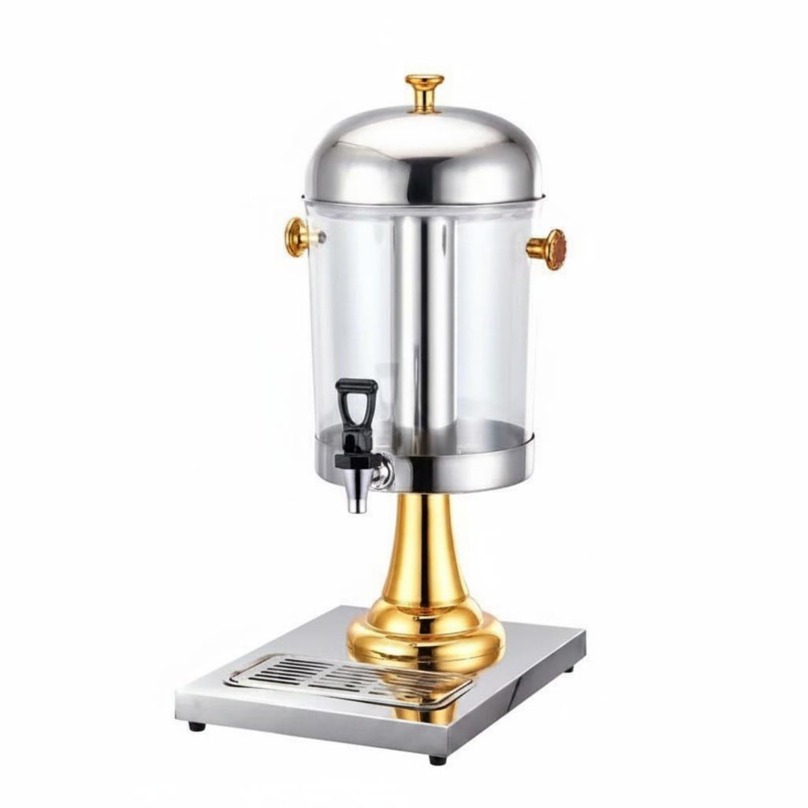 de Bebidas Dispensador de Iced Tea Máquina de Bebidas Contenedor PC Transparente Construcción Acero Inoxidable Adecuado para Servicios de Desayuno Cafeterías Comedores Reuniones, Gold