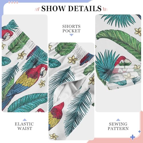Parrot Feather Boys Long Pants Soft Trousers Elastic Waist Kids Lounge Bottoms with Pockets S-XL4