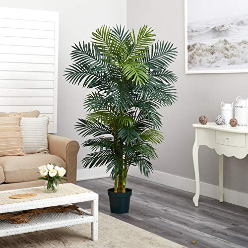 Nearly Natural 5289 6.5Ft Artificial Golden Cane Palm Tree, Fake Palm Tree With Three Realistic Trunks And 333 Lifelike Palm Leaves, Faux Palm Plant For Indoor Home Décor thumb #4